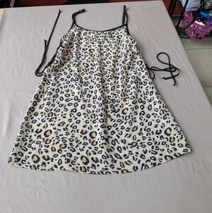 Leopard Print Tie-Strap Sundress - Black & Yellow Accents